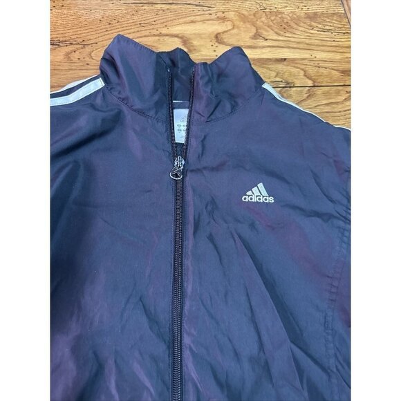 Vintage Adidas Track Jacket C37 Womens Sz Medium Black Athletic Running Full Zip - Picture 2 of 6